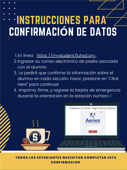 Data Confirmation Instructions in Spanish